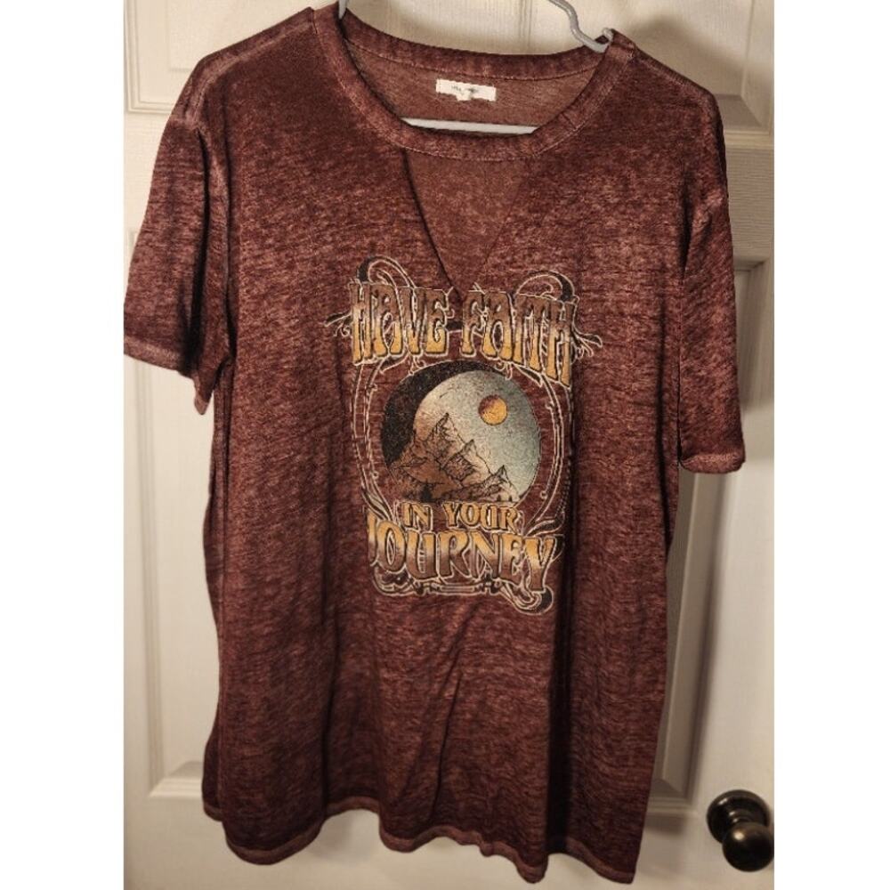 Maurices Have Faith in Your Journey Tee L Maroon Mountain Graphic